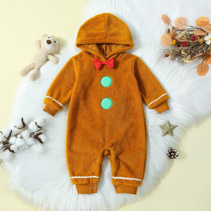 Children’s Clothing Christmas Infant Fur Solid Color Hooded One-piece - Snug as a Bug in Fur Hooded Baby Winter Wear