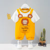 Children's Clothing Men And Women Baby Summer Cartoon Short-sleeved Overalls - Yellow