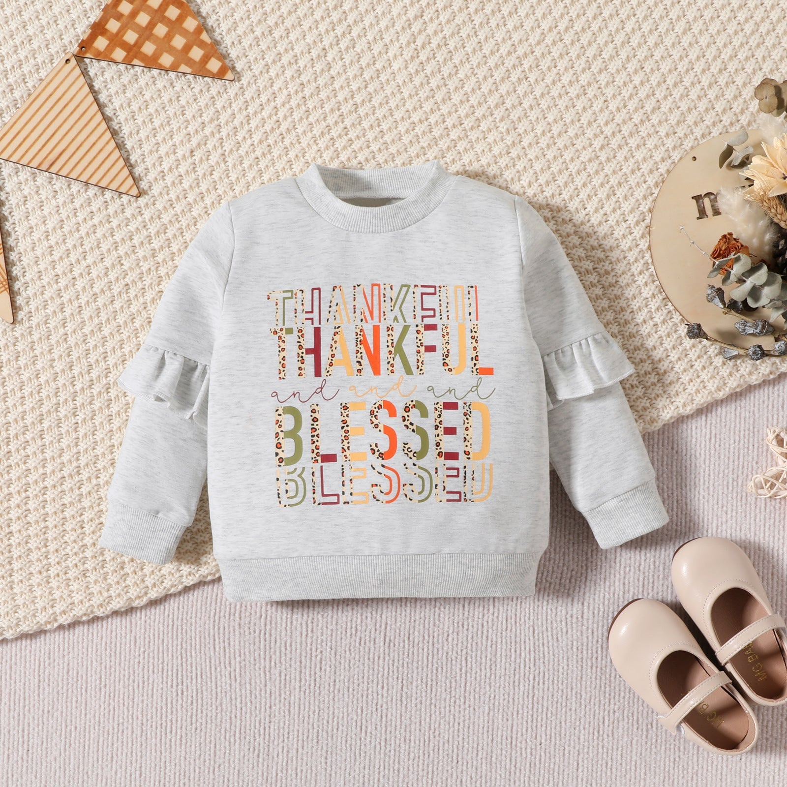 Children’s Clothing Thanksgiving Letter Plaid Printed Sweater Dress Two-piece Set - Tiny Tots in Turkey Trot Plaid