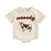 Children's Cow Element Embroidered Romper - Apricot