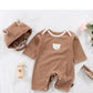 Children’s Dralon Jumpsuit Hat Two-piece Set Infant Warm Rompers - Children’s Dralon Jumpsuit Hat Two-piece Set