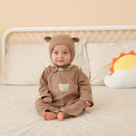 Children’s Dralon Jumpsuit Hat Two-piece Set Infant Warm Rompers - Children’s Dralon Jumpsuit Hat Two-piece Set