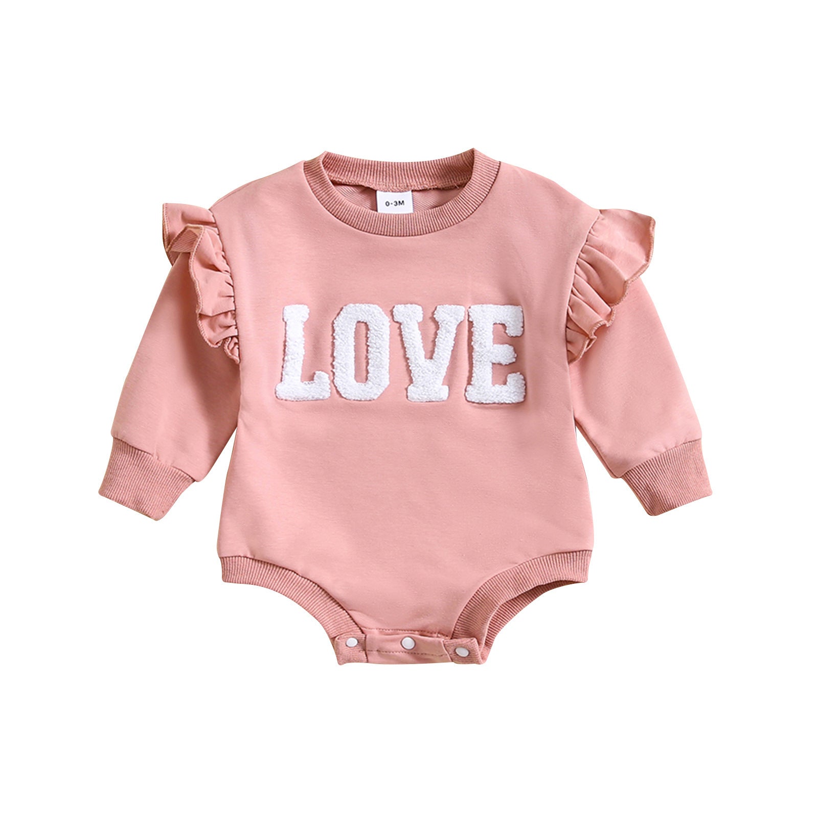 Children’s Fashion Round Neck Flounced Sleeve Letter Triangle Long Sleeve Romper - Tiny Trendsetter Romper