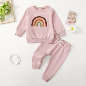 Cotton Unisex Shirt and Pants Set in Pink Yellow Green Apricot Violet - Rainbow Outfit for Tiny Trendsetters Giggles