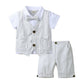 Children’s Gentleman British Summer Suit Boys’ Fake Two-piece Vest Knitted Shirt Bow Tie - Tiny Gentlemen: Summer