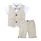 Children’s Gentleman British Summer Suit Boys’ Fake Two-piece Vest Knitted Shirt Bow Tie - Tiny Gentlemen: Summer