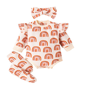 Apricot Cotton Jumpsuit Asian Sizes for United States Customers - Rainbow Romper Set Tiny Trendsetters united states chf