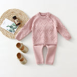 Children’s Knitted Love Solid Color Sweater And Pants Set - Knitted Love Pants Set for Tiny Trendsetters