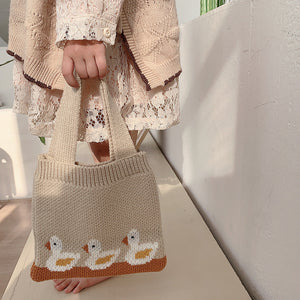 Children’s Knitted Shoulder Bag Cartoon Bag - Quack Up Your Style with a Cartoon Shoulder Bag