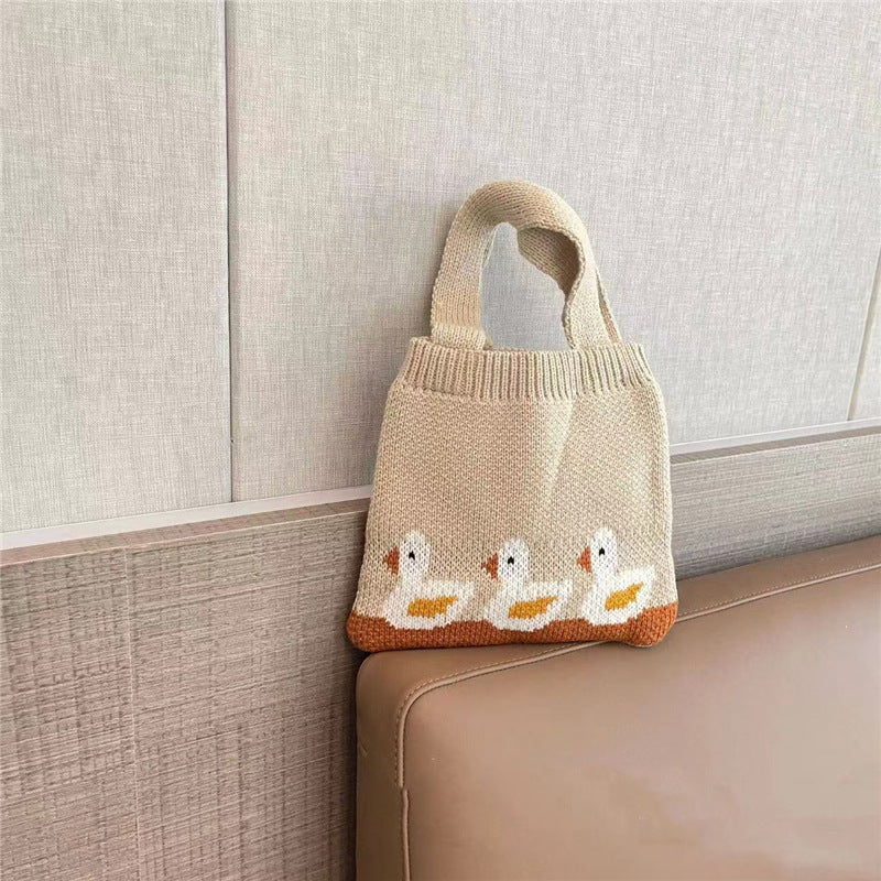 Children’s Knitted Shoulder Bag Cartoon Bag - Quack Up Your Style with a Cartoon Shoulder Bag