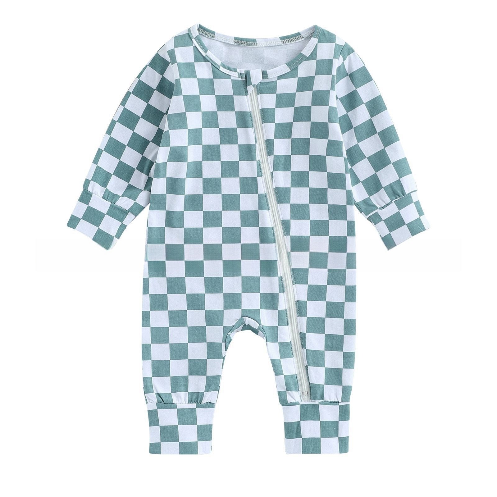 Children’s Long Climbing Checkerboard Zipper Jumpsuit - Children’s Long Climbing Checkerboard Zipper Jumpsuit