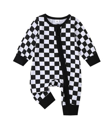 Children’s Long Climbing Checkerboard Zipper Jumpsuit - Children’s Long Climbing Checkerboard Zipper Jumpsuit