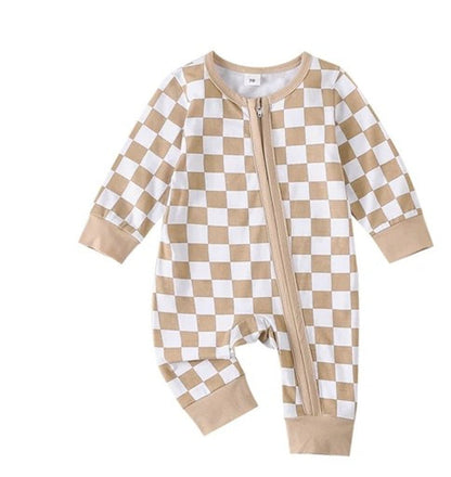 Children’s Long Climbing Checkerboard Zipper Jumpsuit - Children’s Long Climbing Checkerboard Zipper Jumpsuit