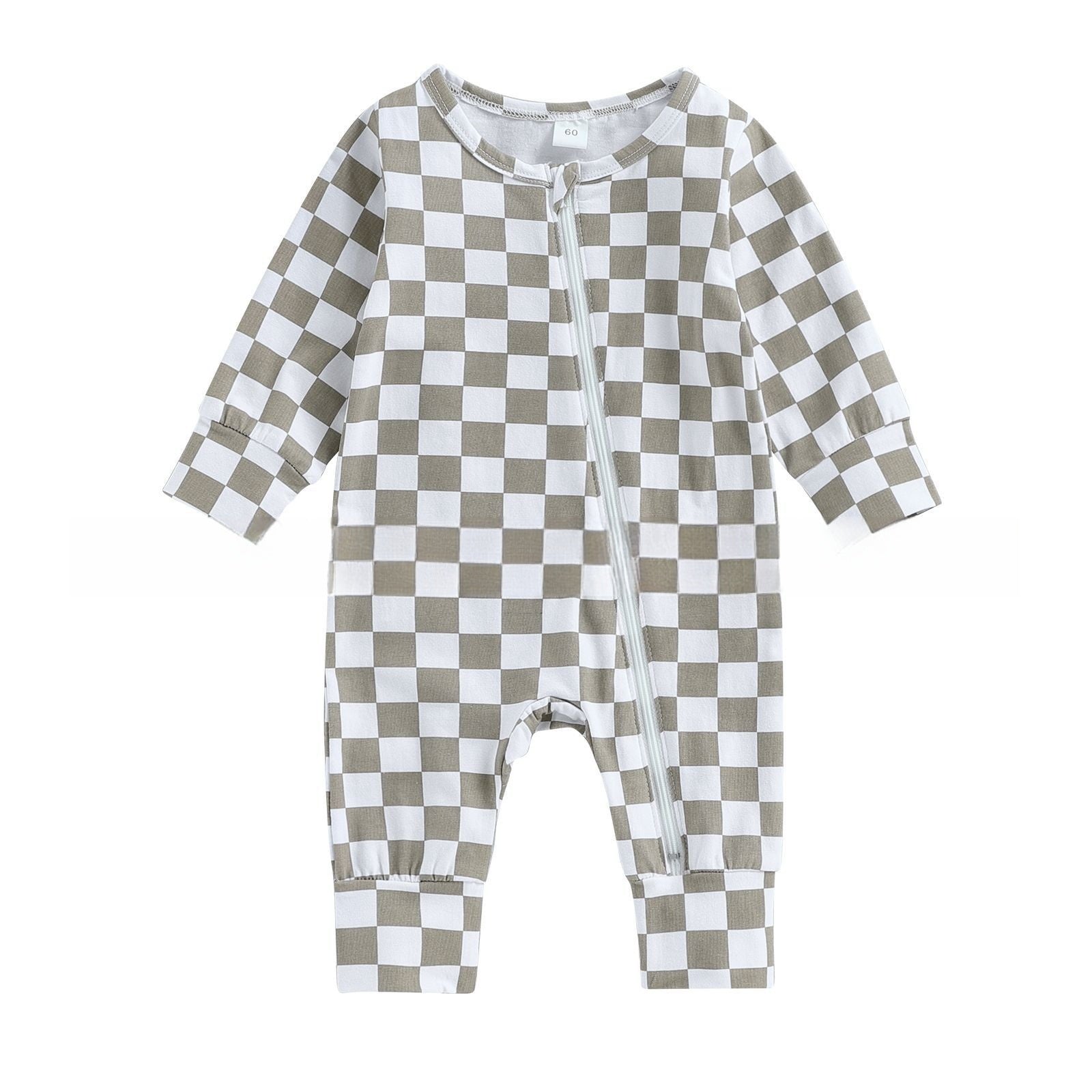 Children’s Long Climbing Checkerboard Zipper Jumpsuit - Children’s Long Climbing Checkerboard Zipper Jumpsuit