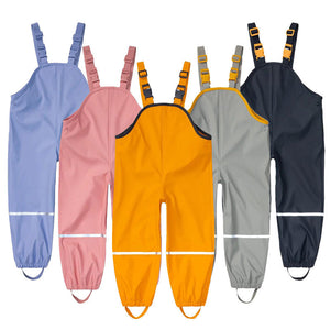 Children’s One-piece Waterproof Breathable PU Shoulder Strap Rain Pants - Rain Pants That Make Splashing Fun for Kids