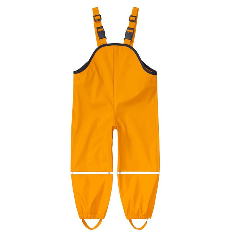 Children’s One-piece Waterproof Breathable PU Shoulder Strap Rain Pants - Rain Pants That Make Splashing Fun for Kids