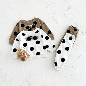 Children’s Polka Dot Printed Sweater Suit - Polka Dot Sweater Suit for Tiny Fashion Icons