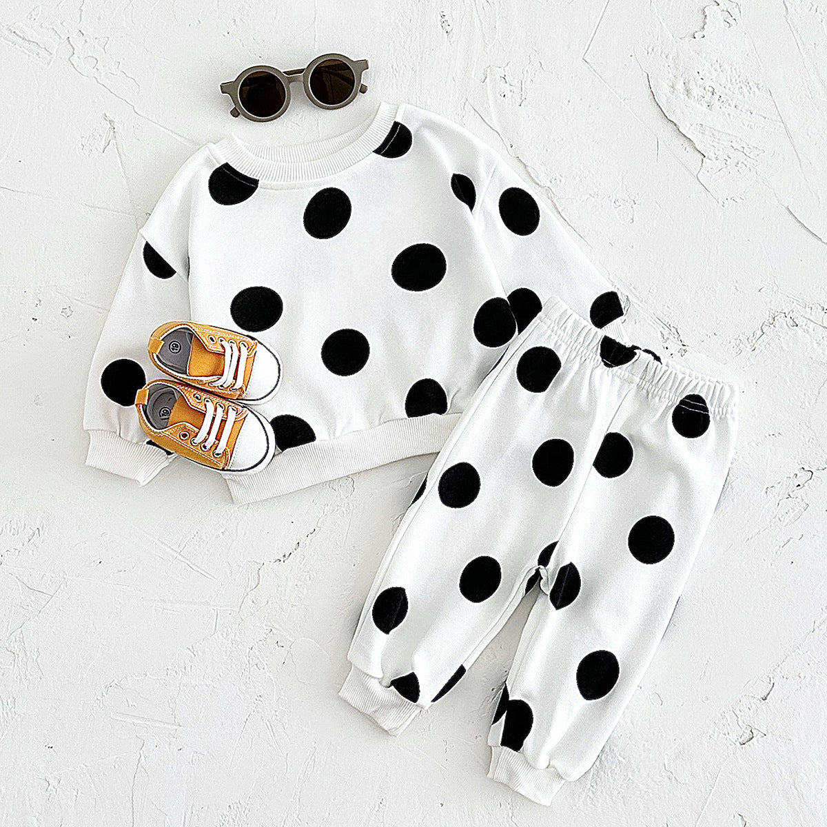 Children’s Polka Dot Printed Sweater Suit - Polka Dot Sweater Suit for Tiny Fashion Icons