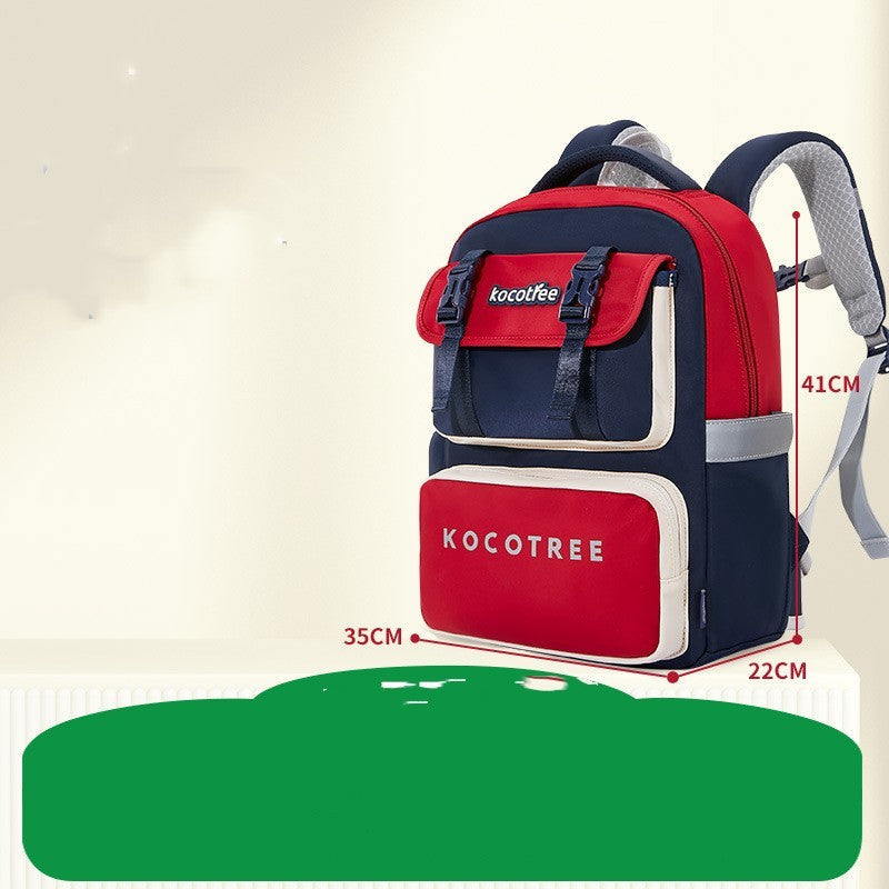 Children’s Spine Protection Burden-reducing Schoolbag - Save Spines in Style with Scholar Blue and Single Red