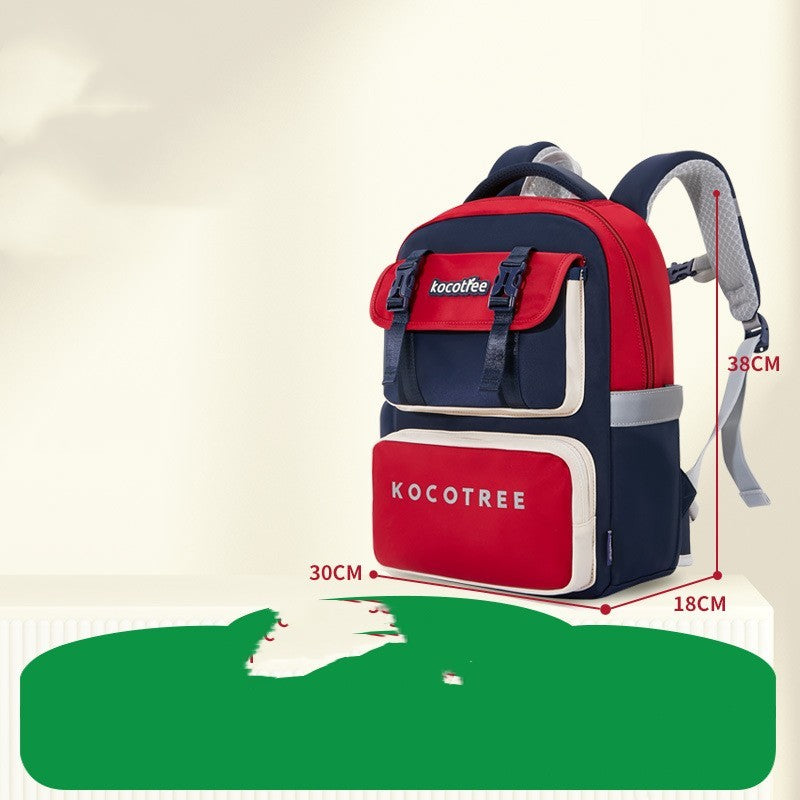 Children’s Spine Protection Burden-reducing Schoolbag - Save Spines in Style with Scholar Blue and Single Red