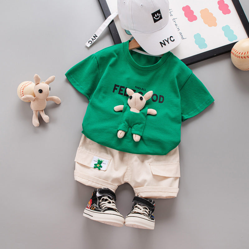 Children’s Summer Short-sleeved Shorts Suit - Bear Short Sleeve Suit for Tiny Fashionistas