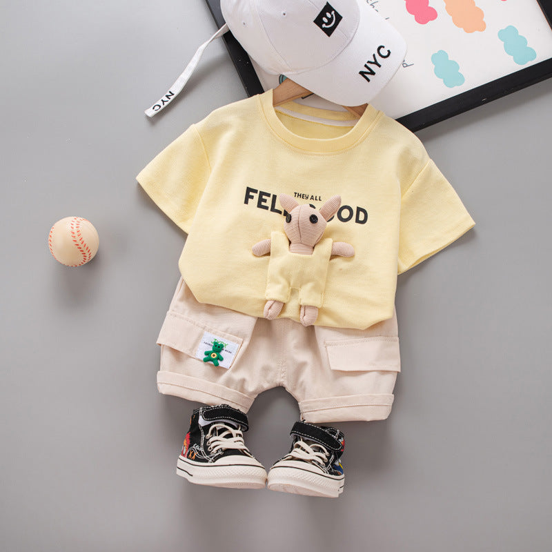 Children’s Summer Short-sleeved Shorts Suit - Bear Short Sleeve Suit for Tiny Fashionistas