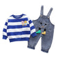 Children’s T-shirt Shoulder Strap Jeans Two-piece Set - Stylish Toddler T-Shirt & Jeans Combo for Mini Fashionistas