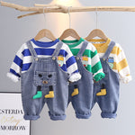 Children’s T-shirt Shoulder Strap Jeans Two-piece Set - Stylish Toddler T-Shirt & Jeans Combo for Mini Fashionistas