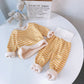 Children’s Thermal Underwear Winter Pajamas High Waist Belly Protection Velvet Underwear Set Two-piece Set - Striped