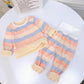 Children’s Thermal Underwear Winter Pajamas High Waist Belly Protection Velvet Underwear Set Two-piece Set - Striped