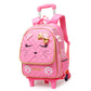 Children’s Two-three-wheel Trolley Schoolbag Detachable - Trolley Schoolbag Fashion in Rose Red for Tiny Travelers