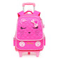 Children’s Two-three-wheel Trolley Schoolbag Detachable - Trolley Schoolbag Fashion in Rose Red for Tiny Travelers