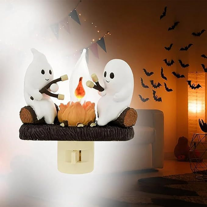 Christmas and Halloween Resin Craft Ornaments with Ghost Flasher Light - Teleplus Ornament for Holidays halloween ghost
