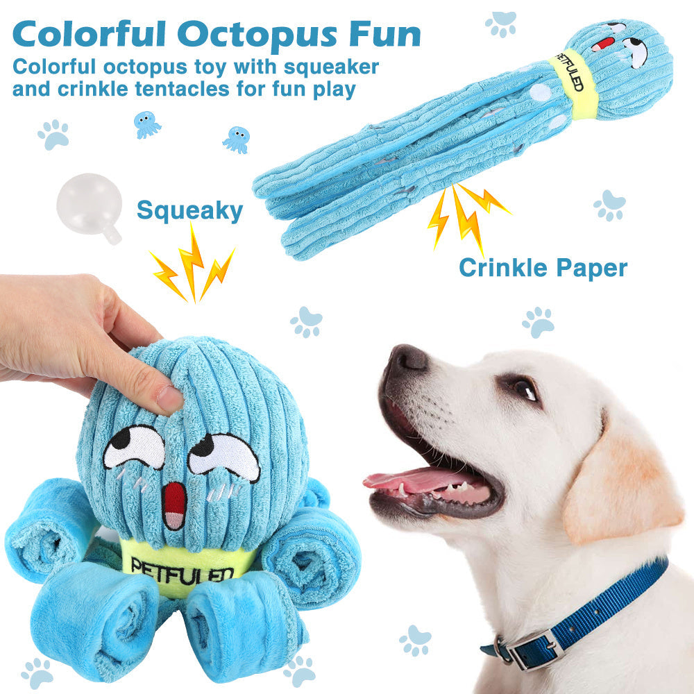 Christmas Dog Toy Octopus Plush Holiday Gift for Dogs Squeaky Pet