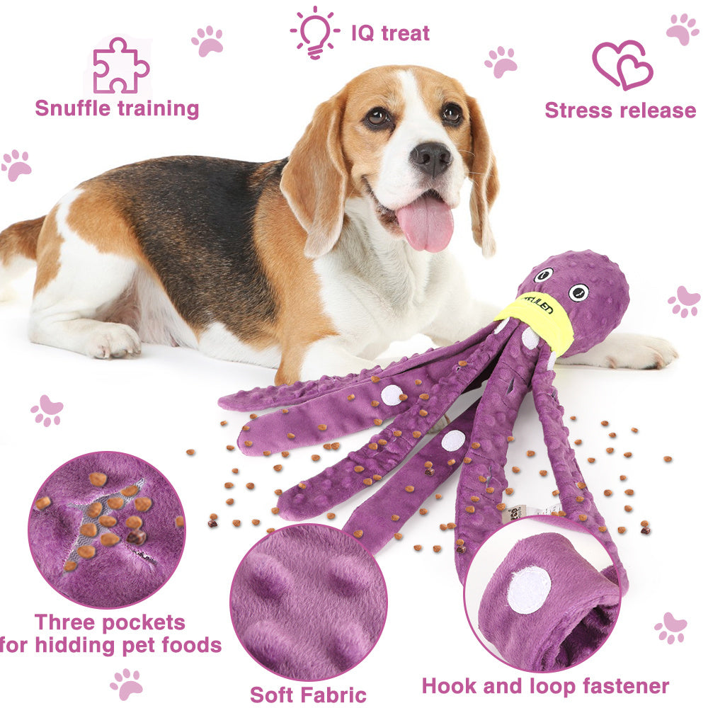 Christmas Dog Toy Octopus Plush Holiday Gift for Dogs Squeaky Pet