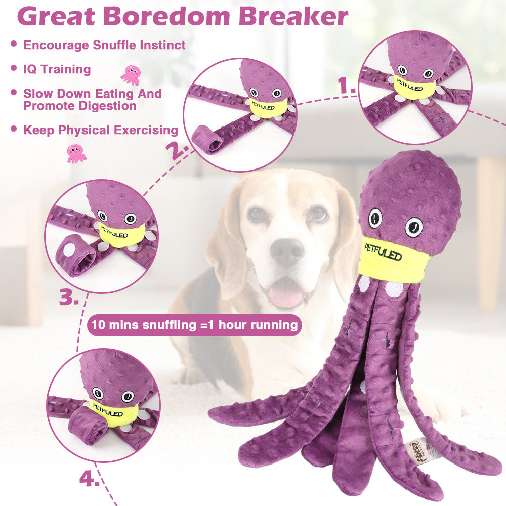 Christmas Dog Toy Octopus Plush Holiday Gift for Dogs Squeaky Pet