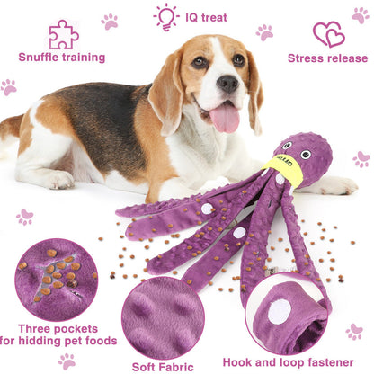 Christmas Dog Toy Octopus Plush Holiday Gift for Dogs Squeaky Pet