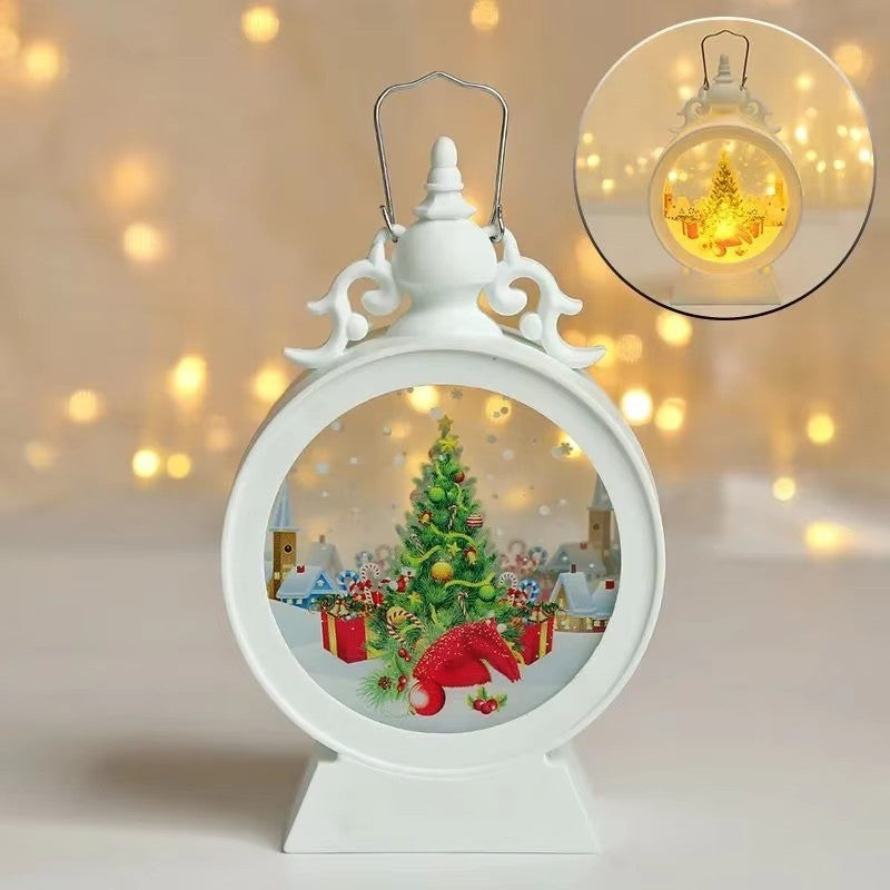 Christmas Lantern LED with Lighted Snowman and Santa Claus Decor - christmas lantern led lighted snowman santa claus