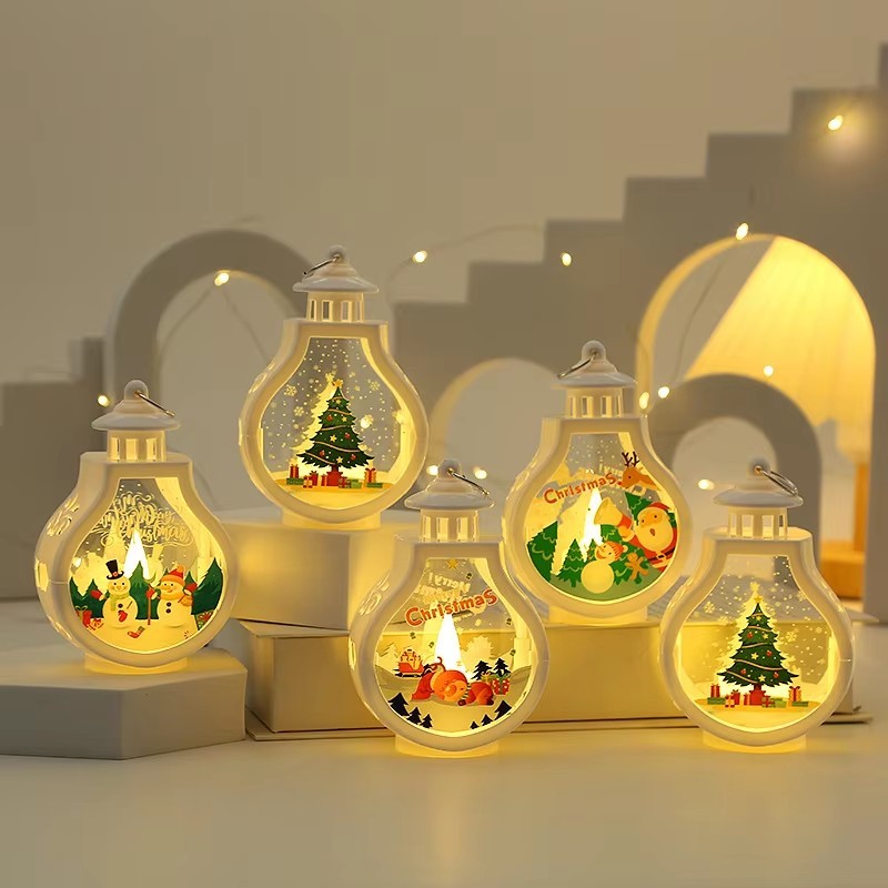 Christmas Lantern LED with Lighted Snowman and Santa Claus Decor - christmas lantern led lighted snowman santa claus