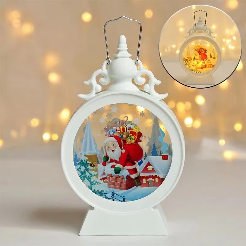 Christmas Lantern LED with Lighted Snowman and Santa Claus Decor - christmas lantern led lighted snowman santa claus