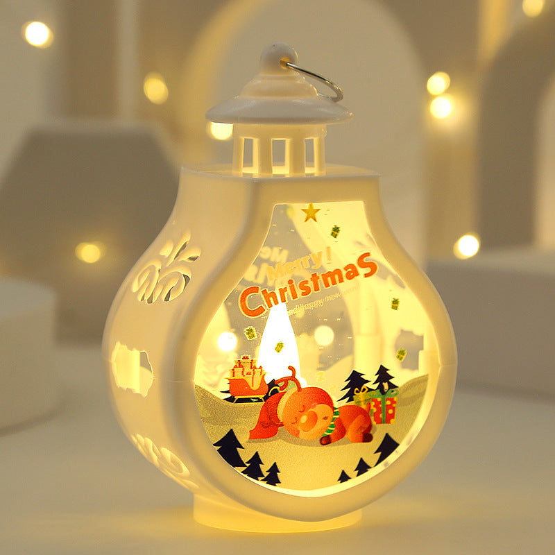 Christmas Lantern LED with Lighted Snowman and Santa Claus Decor - christmas lantern led lighted snowman santa claus