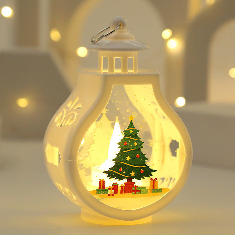 Christmas Lantern LED with Lighted Snowman and Santa Claus Decor - christmas lantern led lighted snowman santa claus