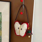 Christmas Plush Crossbody Bag with Heart Shape and Contrast Stitching - Teleplus christmas plush crossbody shoulder