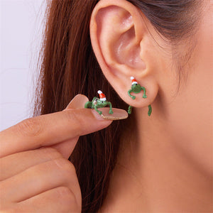 Christmas Stud Earrings Cartoon Creative Frog - Frog-tastic Christmas Stud Earrings for Quirky Styles