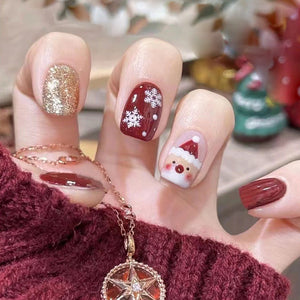 Christmas Style Cute Snowflake Nail Stickers with Glitter and Glue - Teleplus for Manicure christmas style cute