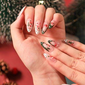 Christmas Style French Nail Stickers with Green Contrast Color for Wear Polish - Teleplus christmas style french green