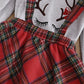 Christmas Style Long Sleeve Letter Print Check Overall Dress Girls Suit - Plaid-tastic Christmas Dress for Stylish