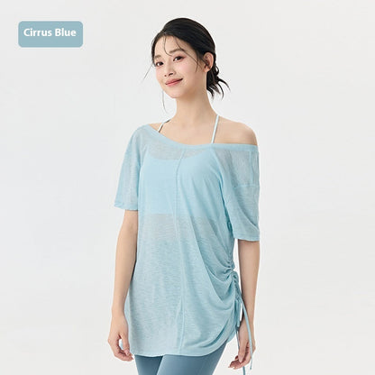 Cirrus Blue Mint Gray Pleated Slim Fit Dress Skirt with Silk Polyester - Teleplus
