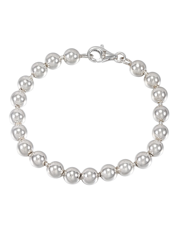 Classic Beaded S925 Sterling Silver Round Beads Bracelet - Classic Beaded S925 Sterling Silver Bracelet Fashion