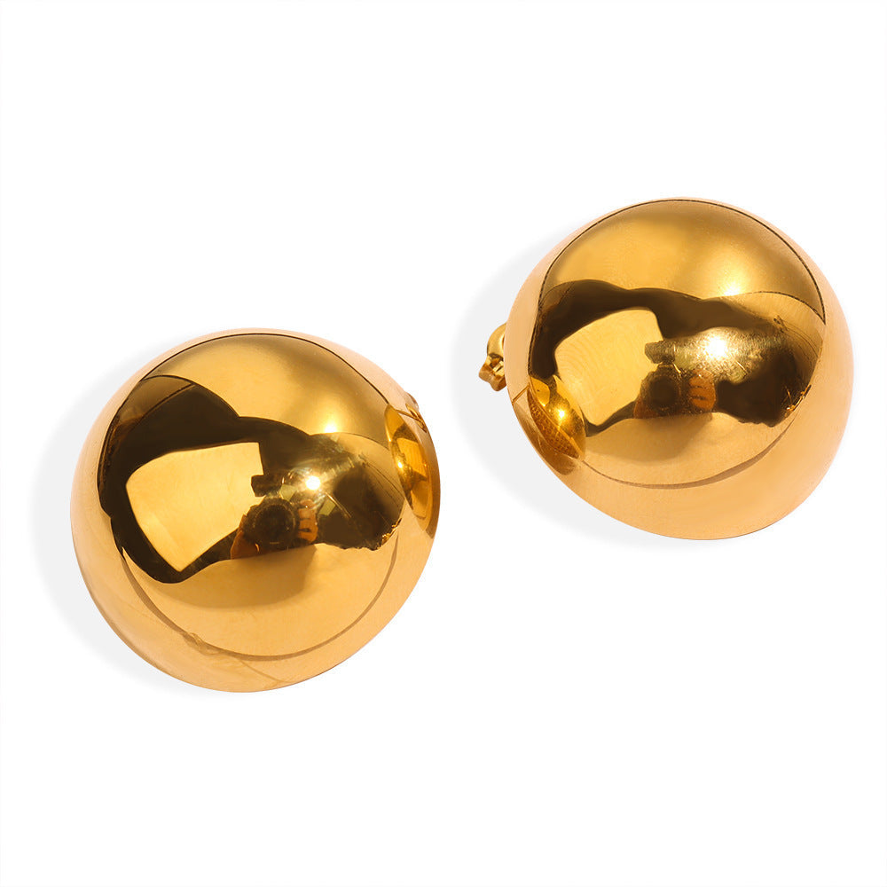 Classic Style Fashion All-match Round Earrings Titanium Steel Gold-plated Earrings For Women - Titanium Steel Gold